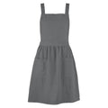Linen Cotton Pinafore Apron Dress for Women with Pockets (Grey)