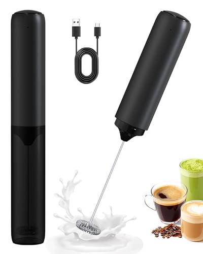 Rechargeable Milk Frother Handheld Foam Maker (Satin Black)
