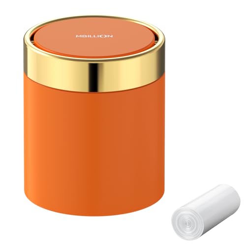 0.4 Gal Orange Desktop Mini Swing Lid Trash Can (Orange / 1.5 Liter)