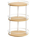 3 Tier Lazy Susan Organizer (10.2"L x 10.2"W x 18"H / White + Natural)
