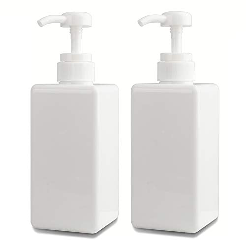 Plastic Pump Bottle Refillable Lotion Soap Dispenser 22oz White 2 Pack (22oz/650ml / White)
