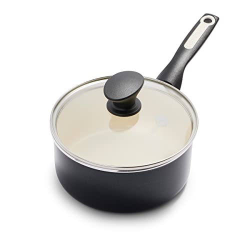 Rio Healthy Ceramic Nonstick 2QT Saucepan Pot with Lid (2 Quarts / Black 1.0)