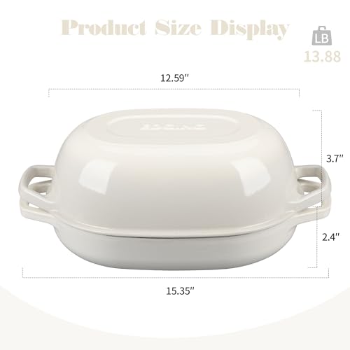 Enameled Cast Iron Oval Dutch Oven Pot with Lid (White / 7 Quart)