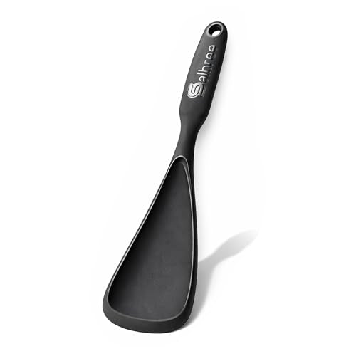 Seamless Silicone Spatula Spoon Multifunction Scoop Kitchen Spoon (Black-1 Pack)