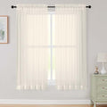 Cream Sheer Curtains 63 Inch Length 2 Panels Set for Living Room Bedroom (Cream / 42"W x 63"L (Pack of 2))