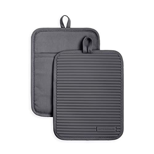 Ribbed Soft Silicone Pot Holder 2 (Charcoal Grey / 7"x9")