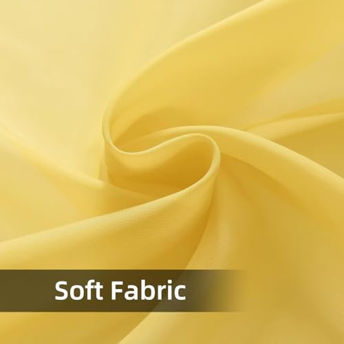 Solid Sheer Rod Pocket Curtain Voile Draperies 4 Panels White Beige Black Grey Ivory 52 Inch Width 90 Inch Long 1 Pair for Kitchen Bedroom Children Living Room Yard (Yellow / 52"W x 90"L (Pack of 4))