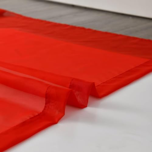 Basic Rod Pocket Sheer Voile Window Curtain Panels White 1 Pair 2 Panels 60 Width 96 Inch Long for Kitchen Bedroom Children Living Room Yard (Red / 60"W x 96"L (Pack of 2))
