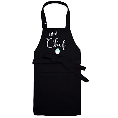 Personalized Mommy and Me Matching Aprons Mother Son Cooking Apron Set (Pink + Black)