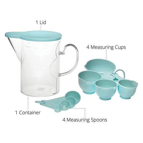Measuring Cups and Measuring Spoons Set of 10 Pieces (Blue)
