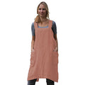 Women's Pinafore Square Apron Baking Cooking Gardening Works Cross Back Cotton (X-Large / Y-salmon Pink)