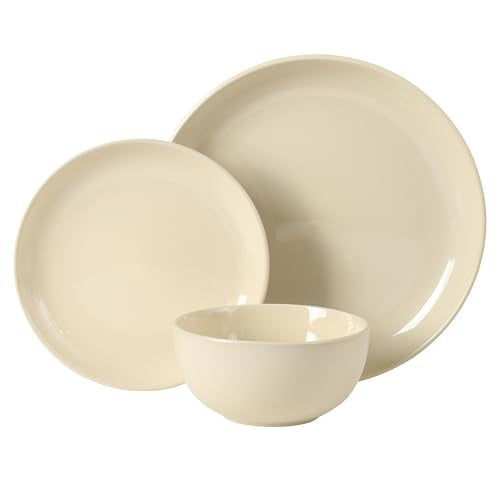 Rockaway 12 Piece Plates and Bowls Matte Outside (Service for 4 (12pcs) / Assorted Colors (Rockaway - Matte/Shiny))