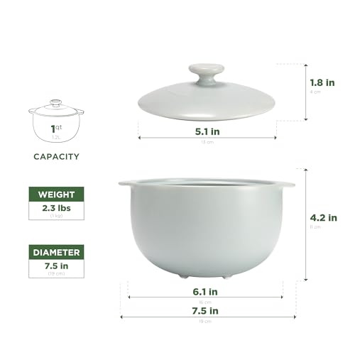 MINH LONG 1 Qt Porcelain Dutch Oven with Lid (Vesta - Grey / 1 Quarts)