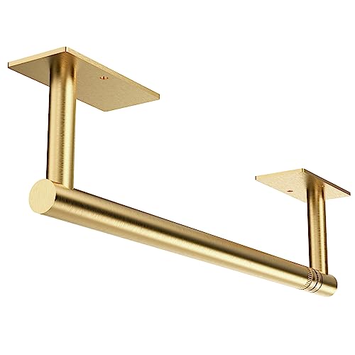 Gold Paper Towel Holder Under Cabinet Self Adhesive or Wall Mount (Gold / Standard Holder)