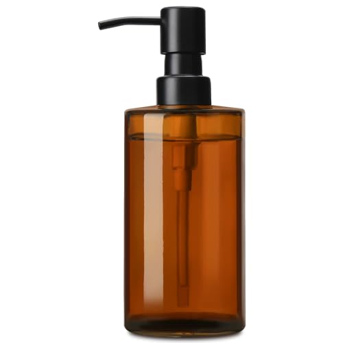 Amber Glass Soap Dispenser (Amber Bottle + Black Pump / 1 Pack - 12oz)