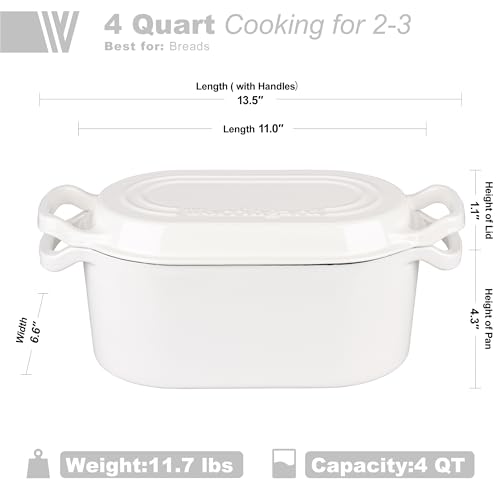 Oval Dutch Oven Pot with Lid (White)