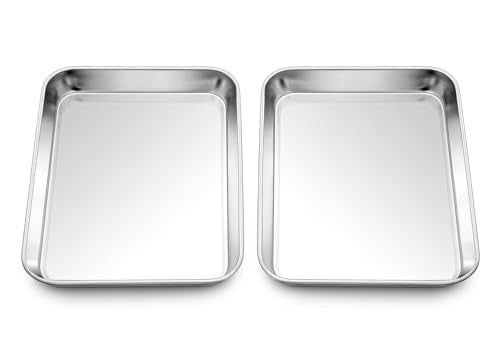 2 Pack 9x7 Inches Mini Stainless Steel Baking Sheet Set (9x7x1)