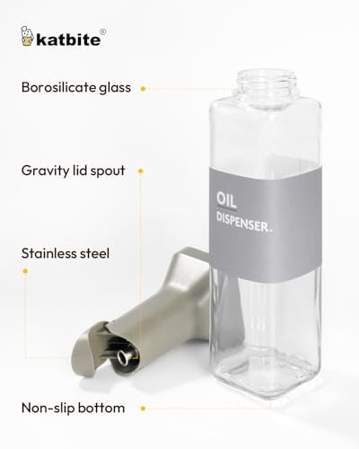 16oz Glass Olive Oil Dispenser Bottle for Kitchen Cooking (Dark Grey)