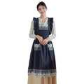 Cute Cotton Apron Frilly Lace Ruffle Adjustable Pinafore Apron Dress with Pockets for Cooking Baking Cleaning Gardening (Navy)