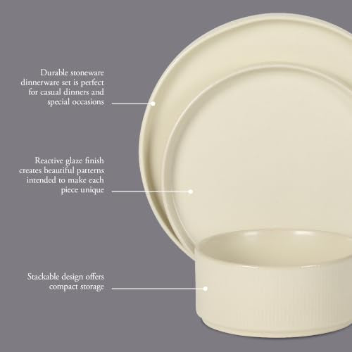 Avant Garde 12 Piece Stoneware Dinnerware Set for 4 (Linen White (Avant-Garde) / Service for 4 (12pcs))