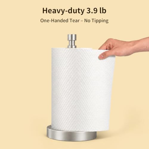 3.9lbs Heavy Duty Paper Towel Holder Countertop Weighted Base (Silver)