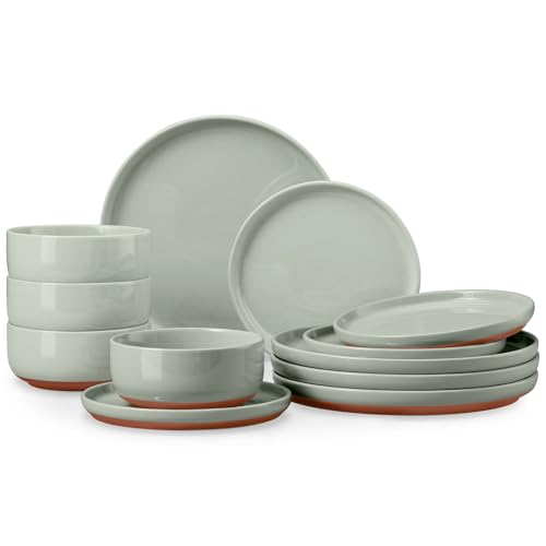 Plates and Bowls Sets (Sage Green / Service for 4)