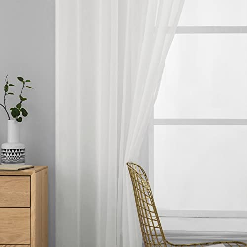 2 Panels Sheer Curtains for Living Room 54 X 120 Inches Ivory (Ivory / 54"W x 120"L (Pack of 2))