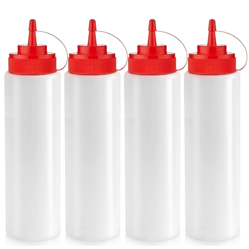 24 oz Large Condiment Squeeze Bottles for Sauces (24oz 4 Pack)