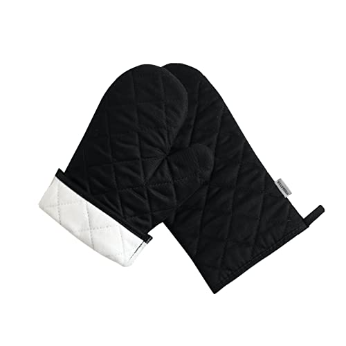 Oven Mitts and Pot Holders 4 pcs Set (Cotton-black)