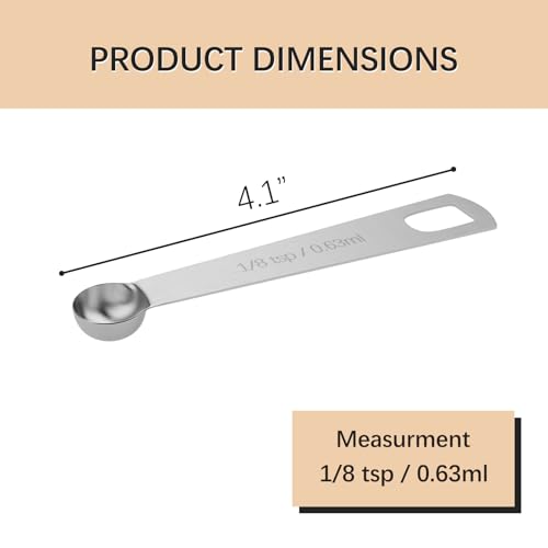 5PCS 1/8tsp(0.63ml) Measuring Spoon, Stainless Steel Teaspoon (1/8tsp)