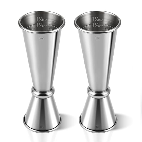 2 Pack Stainless Steel Cocktail Jiggers (2 Pack-B / Silver)