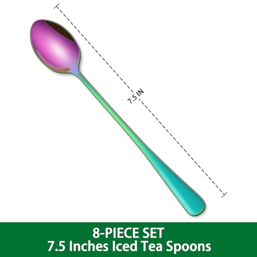 7.5 Inches Rainbow Stainless Steel Ice Tea Spoon (Rainbow / 7.5 Inch)