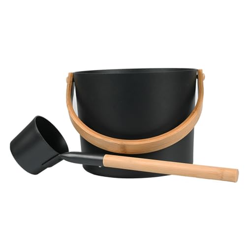 Sauna Bucket and Ladle Set (Black)