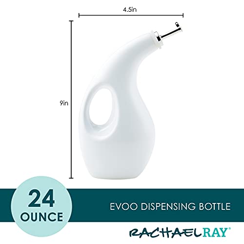 Ceramic EVOO Oil and Vinegar Dispenser Bottle (White / 24 Ounces)