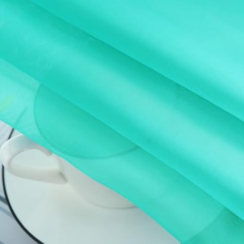 Sheer Voile Window Treatment Rod Pocket Curtain Panels for Kitchen Bedroom Living Room Drapes Sunlight Filtering Privacy Semi Home Decor Assorted Colors Sizes (Turquoise / 52"W x 84"L (Pack of 2))