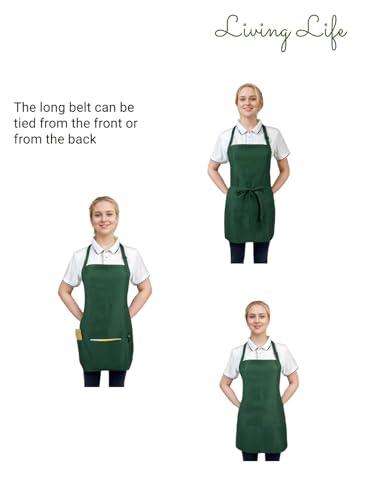 Adjustable Waterproof Aprons with 3 Pockets for Men Women (Green)