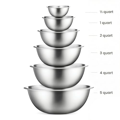 Stainless Steel Mixing Bowls Set (6 Pack / Stainless Steel)