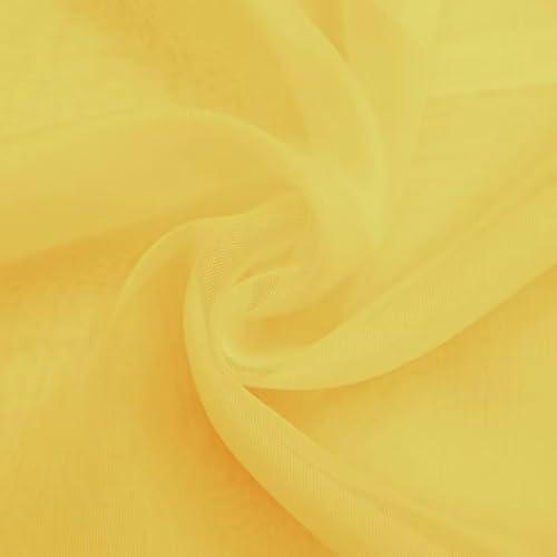 Yellow Sheer Curtains 4 Panels Rod Pocket Semi (Yellow / 52"W x 84"L (Pack of 4))