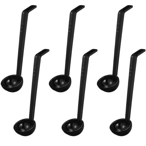 6 Pcs 1 Oz Small Ladle for Serving Sauce 8.07 Inches Plastic Mini Ladles Long Handle Spoon for Serving Sauce (Black / 8.07 Inch)