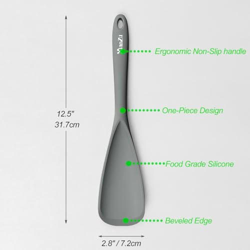 Silicone Cooking Spoon Spatula For Non (Gray_2-PCS)