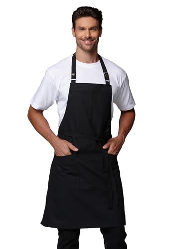 Chef Men Canvas Waterproof Apron Pocket 4251GB (5 Pack / Black)