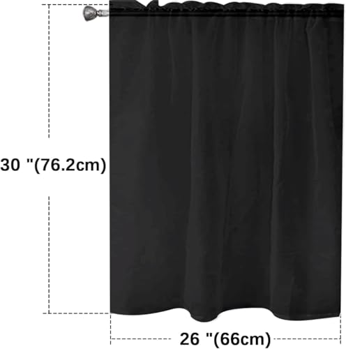 Basic Rod Pocket Sheer Voile Window Curtain Panels Black 1 Pair 2 Panels 26 Width 30 Inch Long for Kitchen Bedroom Children Living Room Yard（Black (Black / 26"W x 30"L (Pack of 2))