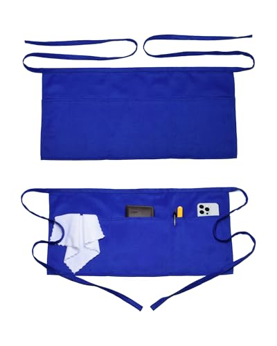 2 Pack Server Apron with 4 Pocket (Blue)