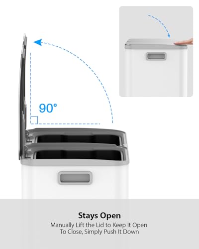 Dual Trash and Recycling Bins for Kitchen (White / 2 x 11 Gallon)