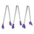 Mini Food Tongs 5.5" Pattern Shape Stainless Steel with Silicon Tips Small Cooking Tongs Kitchen Food Tongs Serving Tongs for Cooking Grilling BBQ Barbecue Kitchen (Purple)