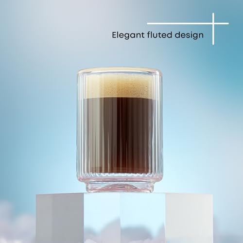 Haven Fluted Stackable Espresso Cups Set of 4 (Espresso Glasses)