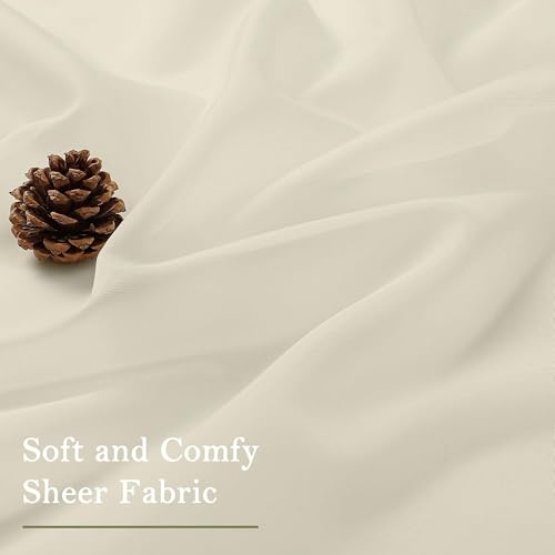 Cream Sheer Curtains 63 Inch Length 2 Panels (Cream / 59"W x 63"L (Pack of 2))
