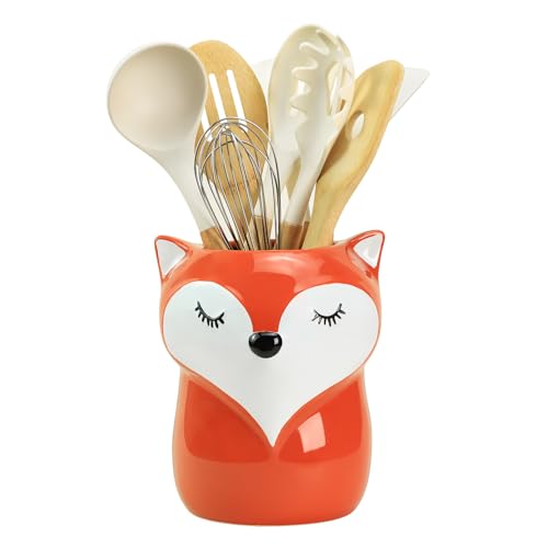 Ceramic Fox Cartoon Animal Pattern Kitchen Utensil Holder (Fox)