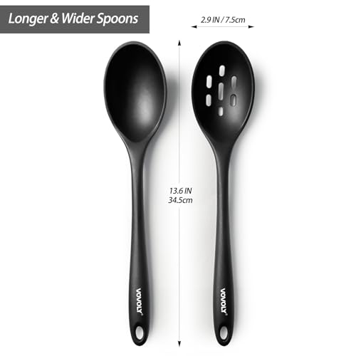 Silicone Spoons for Cooking (Black)