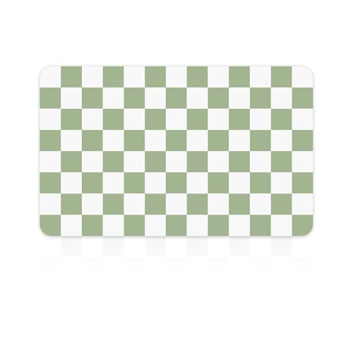 Checkered Dish Mat for Kitchen Coffee Station (Sage / 16" x 24")